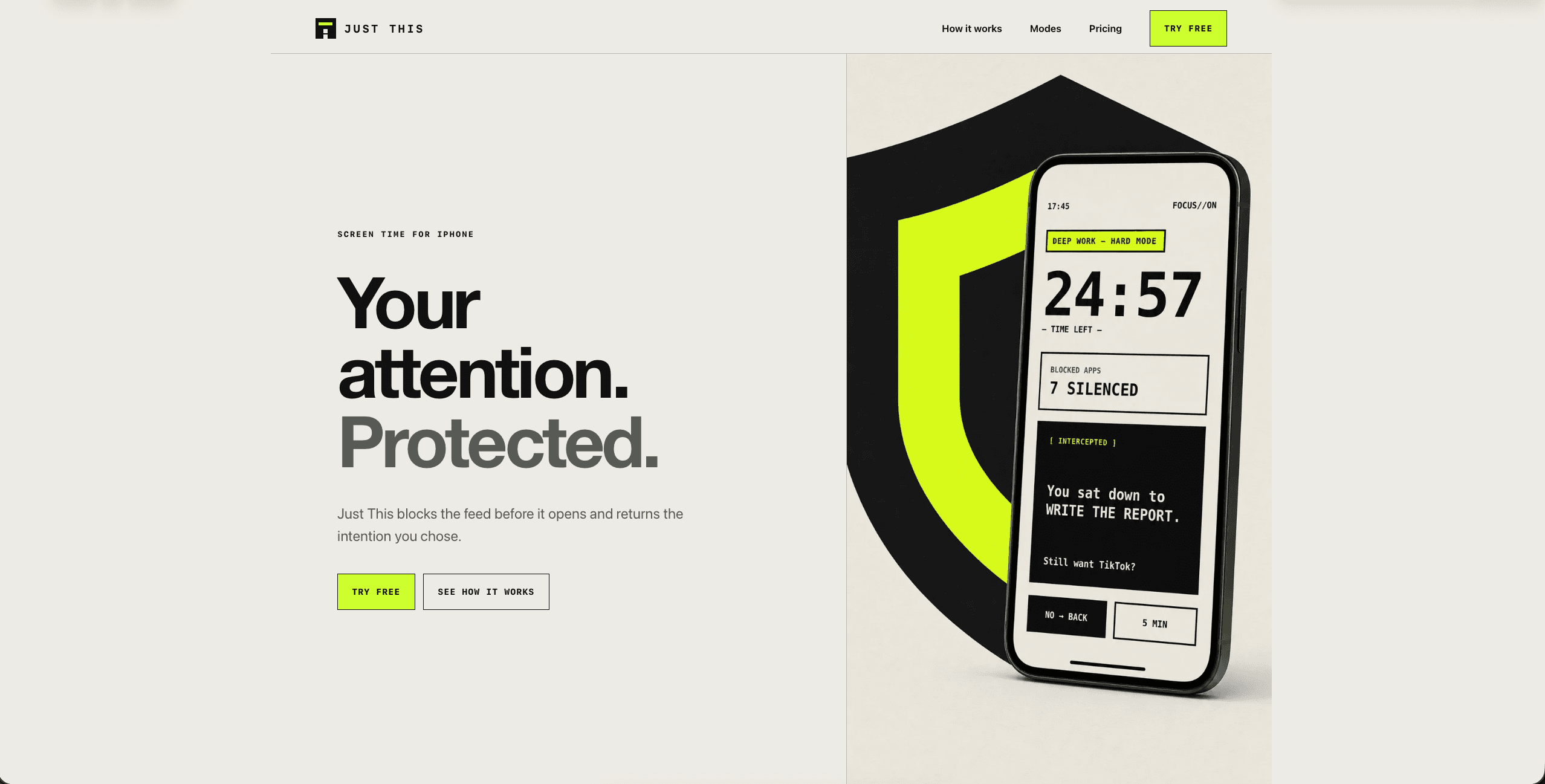 JUST THIS product interface